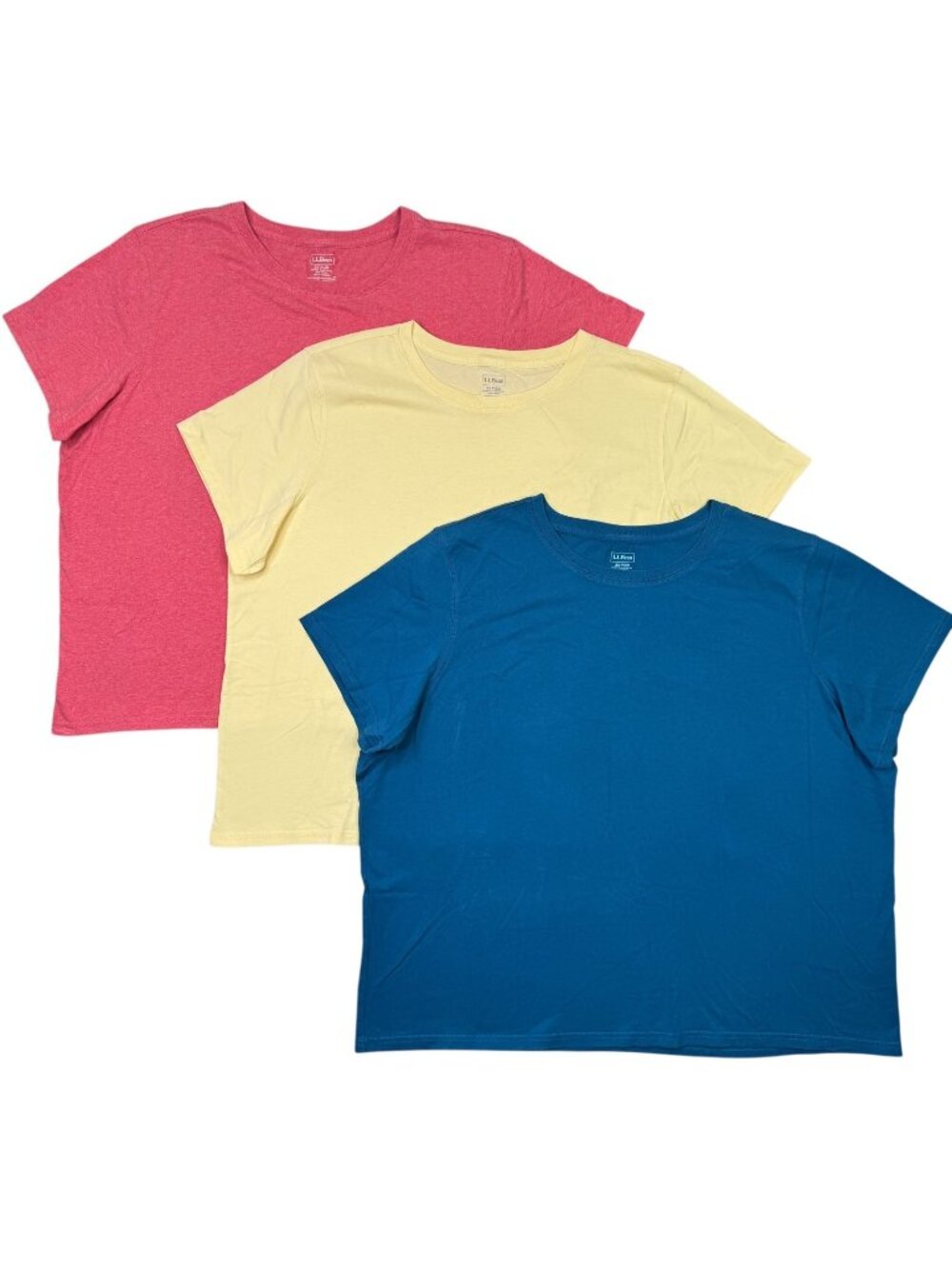 LL Bean T Shirt Womens 3X Plus Lot of 3 Red Yellow Blue Short Sleeve Soft Cotton